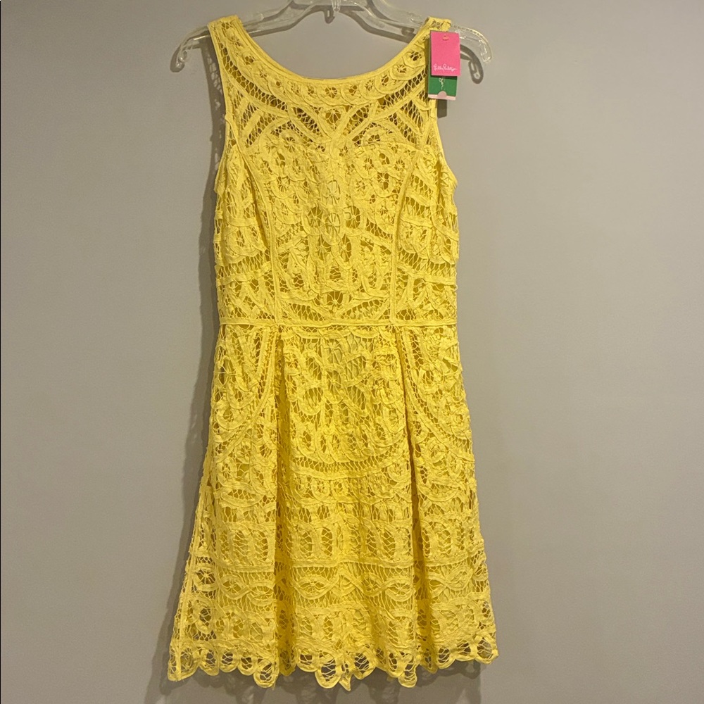 Lilly Pulitzer Sunny Yellow Lace Mini Dress Retail $398 - Picture 7 of 7